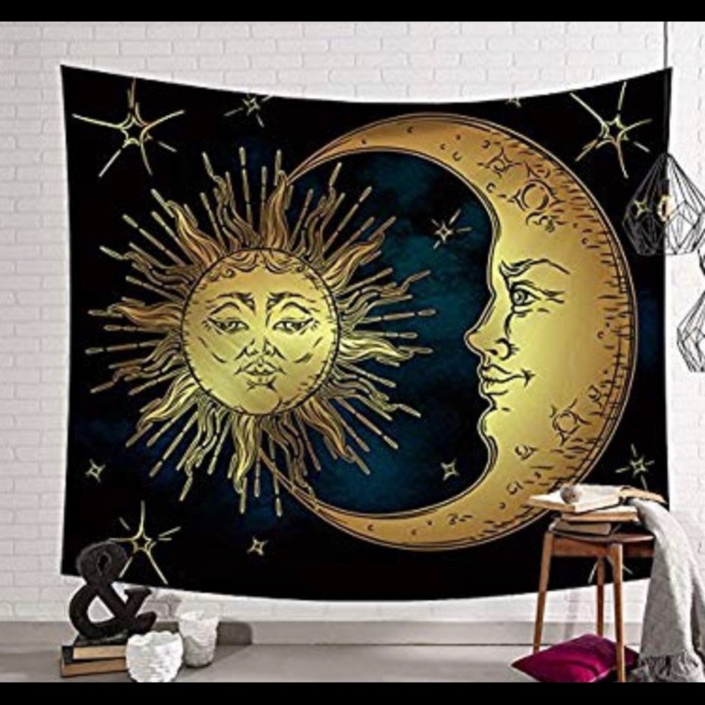 Sun and Moon Celestial Psychedelic Style Tapestry